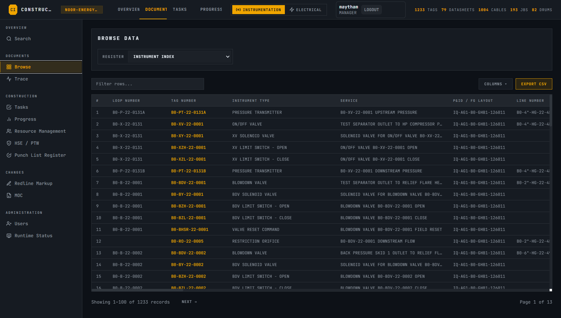 ConstructIQ document intelligence interface