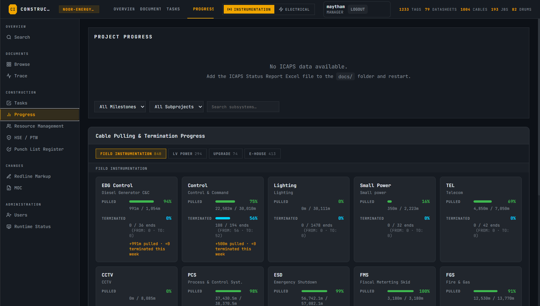ConstructIQ progress visibility interface